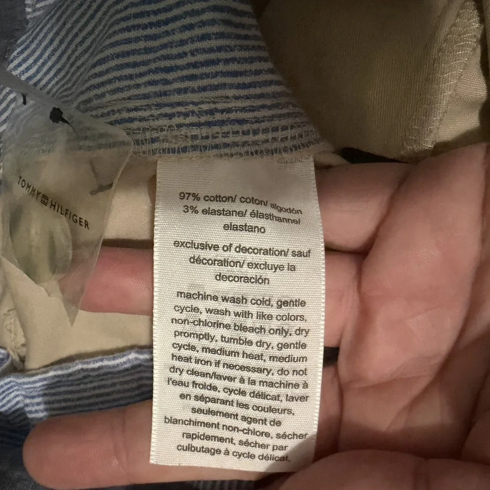 Tommy Hilfiger Hampton Slim Heritage Chino Pants Women 14 Beige Embroidered Logo